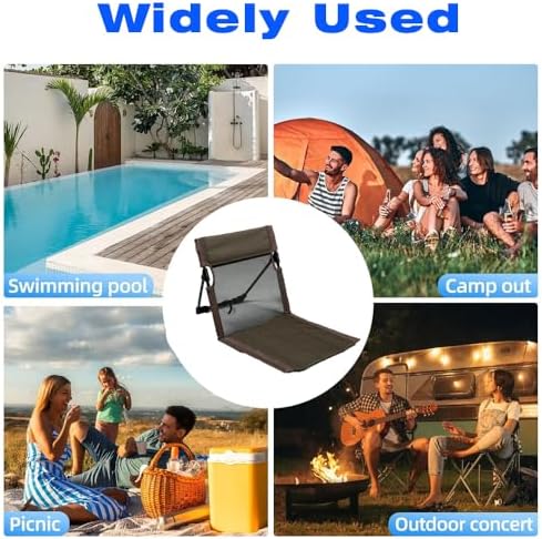 2 Pack Foldable Camping Chairs with Mesh Backrest (Brown)