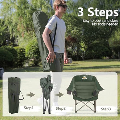 Colegence Oversized Camping Chair for Adults, Padded Lawn Chair 2 Pack