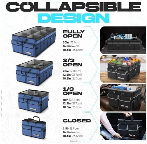 FORTEM Trunk Organizer - Foldable Car Organizer with Cooler for SUV, Trucks