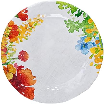UPware 12 Piece Floral Melamine Dinnerware Sets, Outdoor Dishes Set, Plates and Bowls Sets, Service for 4, Multicolor