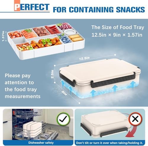 Chilled Portable Snackle Box Container, Beach Essentials for Summer, Divided Serving Tray with Reusable Ice Pack & Insulated Bag, Snack Containers for Road Trip Charcuterie Snack Picnic