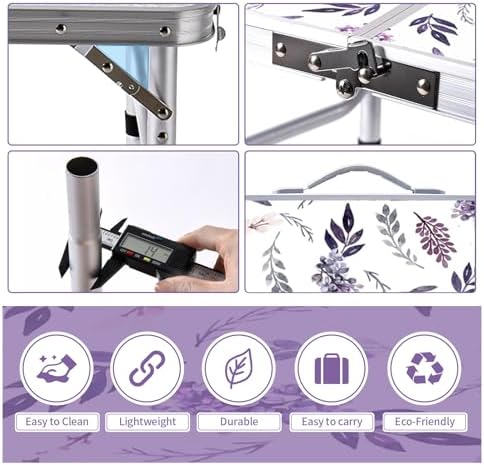 Yriuat Folding Camping Table 2ft Portable Picnic Table, Misty Lilac