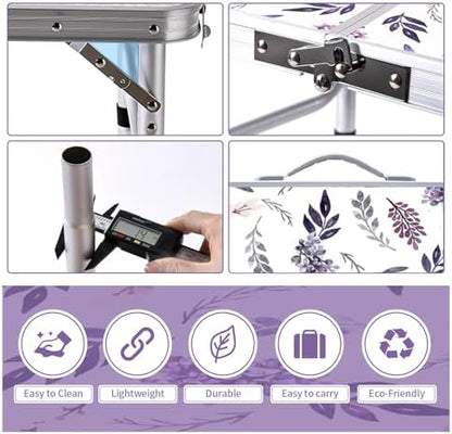 Yriuat Folding Camping Table 2ft Portable Picnic Table, Misty Lilac