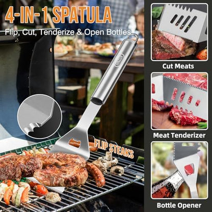 BBQ Grilling Accessories 15Pcs Grill Utensils Set Great Gift for Men
