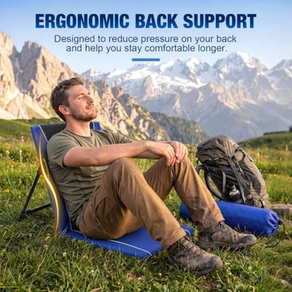 1pack Foldable Floor Chair with Back Support Folding Beach Chair, Blue