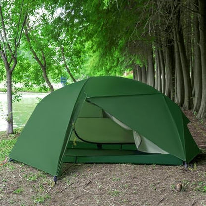 2 Person Lightweight Backpacking Tent,Ultralight Portable 20D Waterproof Nylon Tent for Camping，4.4LB 3 Season Backhiking with 7001 Aluminum Poles and V-Shaped Aluminum Floor Spike