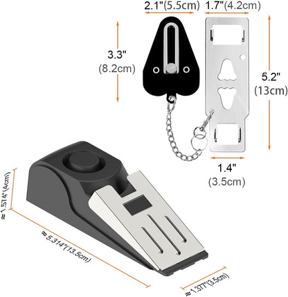 2 Packs Portable Door Stop Alarm & Door Lock, Upgraded Home Security Door Locker Devices Pocket Door Stopper Self Defensey Tools for Hotel Travel Home Apartment House