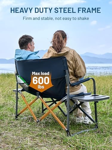 TIMBER RIDGE 600lbs ouble Camping Chair Portable Loveseat Director Chairs