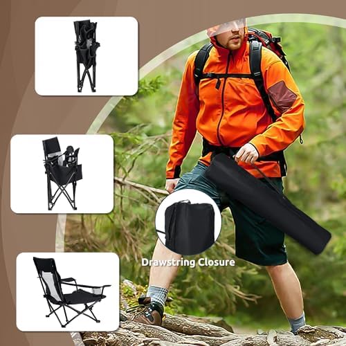 HaSteeL Low Beach Chairs, 3Pcs Folding Camping Chairs with Table - Black