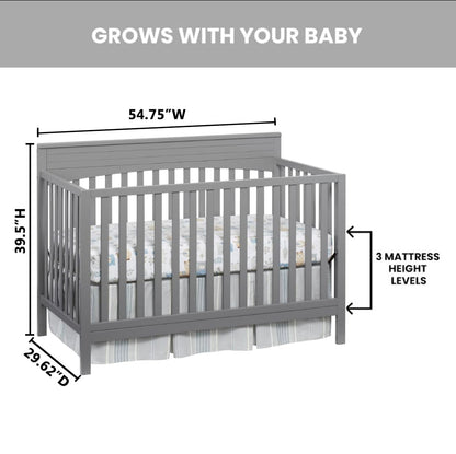 Oxford Baby Harper 4-in-1 Convertible Crib, Dove Gray, GreenGuard Gold Certified