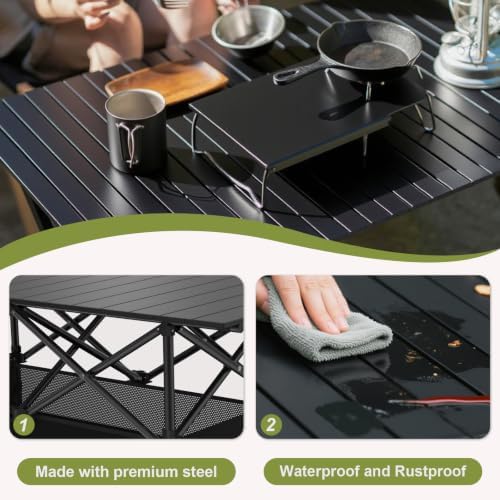 4FT Folding Camping Table,Portable Roll-up Picnic Table with Carry Bag & Mesh Storage,Lightweight Camp Table for Camping,Picnic,Backyard,Party,Patio,BBQ