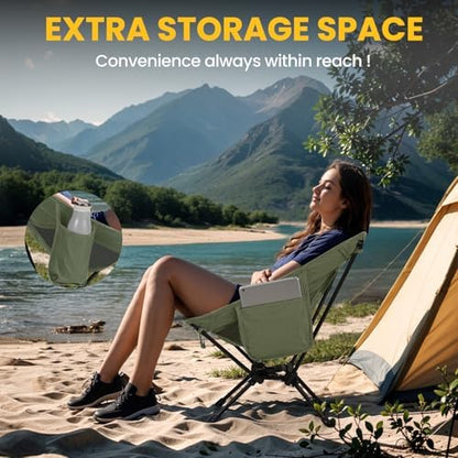 Overmont Ultralight Portable Camping Chair- Lightweight Folding Backpacking Chair, Support up to 330Lbs Compact Beach Chair for Adults with Carry Bag for Backpack Hiking Fishing Outdoor Camp 2pcs