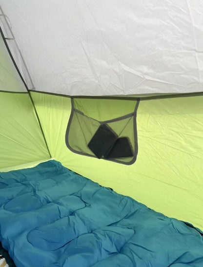 4 - Person Camping Tent, Spacious & Waterproof, Easy Setup for Family Trips, Beach & Backyard Adventures, Blue - Gray Design