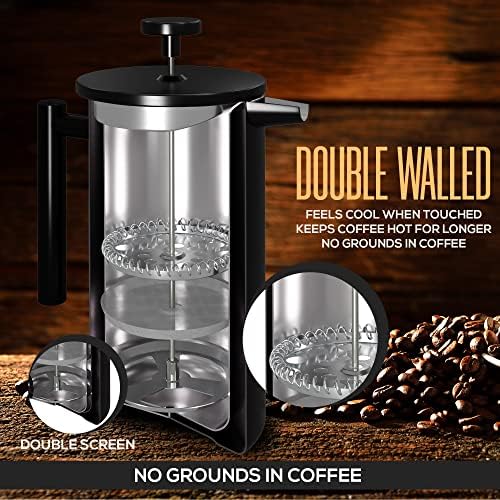 Utopia Kitchen 304 Grade Stainless Steel French Press 50 Oz, Black