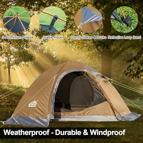 camppal 2 Person Backpacking Tent Waterproof 4 Season Tent with Snow Skirt