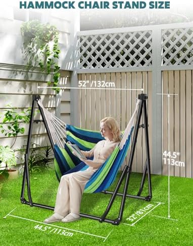 ANYOO 2-in-1 Hammock & Chair Stand with Collapsible Steel Frame & Carry Bag