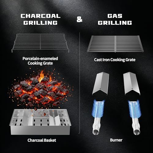SKOK 4 Burner 3-in-1 Charcoal/Gas/Griddle Combo Outdoor Grill