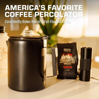 COLETTI Bozeman Black Percolator Coffee Pot — Camping Coffee Pot — America’s Sleekest Percolator – NO Aluminum or Plastic [12 cup]