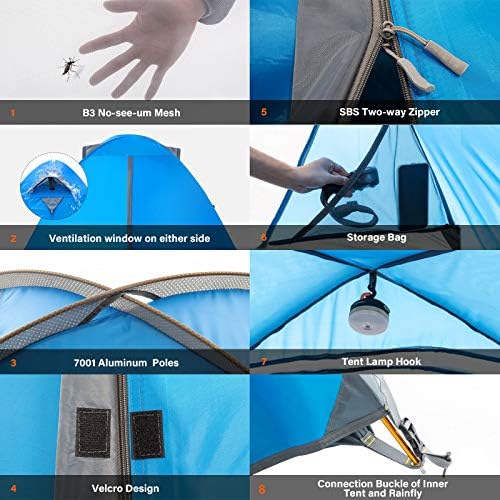 BISINNA 2/4 Person Camping Tent Lightweight Waterproof Backpacking Tent