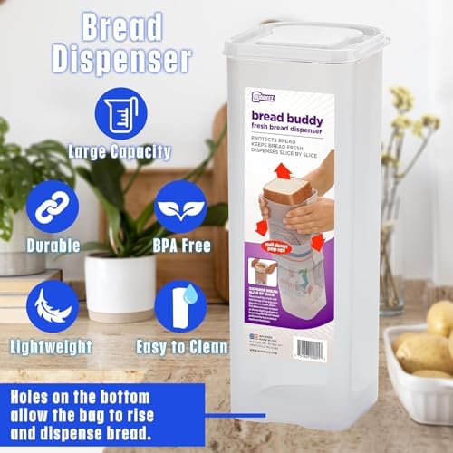 Buddeez Bread Buddy Bread Storage Container, White, 2-Pack