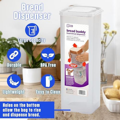 Buddeez Bread Buddy Bread Storage Container, White, 2-Pack
