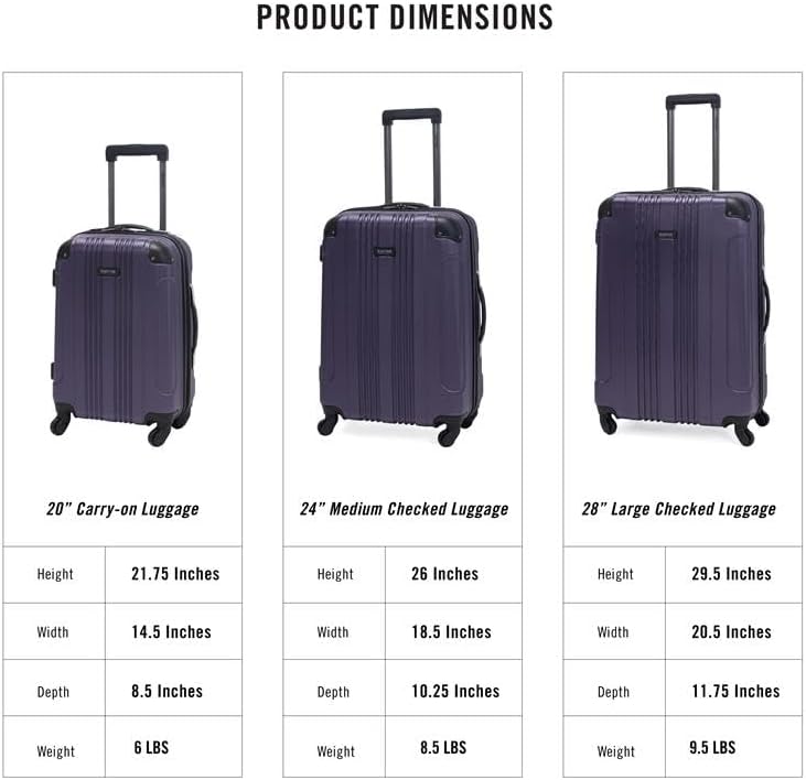 Kenneth Cole REACTION Out of Bounds Lightweight Hardshell 4-Wheel Spinner Luggage, Smokey Purple, 2-Piece Set (20" & 28")