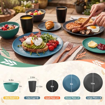 PYRMONT Wheat Straw Plates and Bowls Sets Dishware Sets(40pcs,Nightscape)