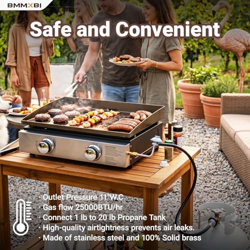 Griddle Regulator with 6FT Propane Adapter Hose for Blackstone 17/22 Inch Tabletop Griddles Gas Regulator Fit for CharBroil 19952085 Propane Regulator for Pit Boss & Member's Mark 22" Griddle Parts