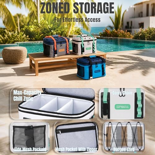 UPWELL Paddle Board Accessories, Waterproof SUP Cooler Bag with TPU Zipper, PVC Dry Bag, 42 Cans Surf Kayak Cooler
