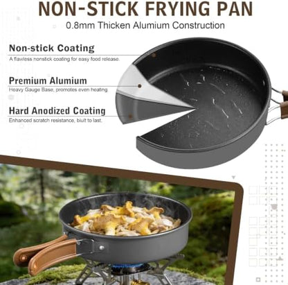 18Pcs Camping Cookware Cooking Set, Joyfair Camp Mess Kit with Utensils