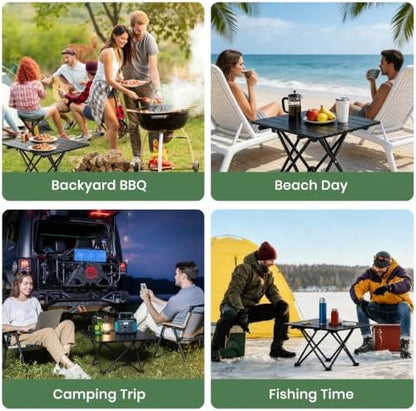 2 Pack Camping Table Foldable, Portable Folding Beach Table, Black-M