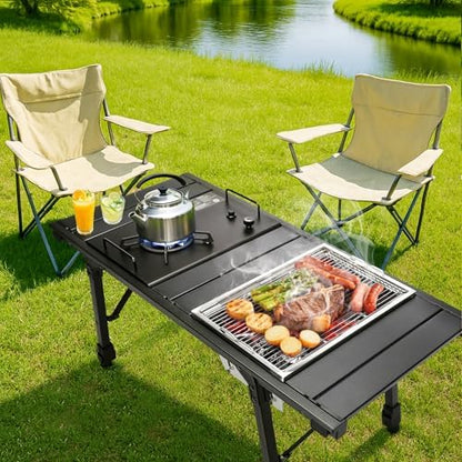 Portable Charcoal Grill, Camping Charcoal Grill for IGT Table, Folding Barbecue Grill, Outdoor Tabletop BBQ Grill,Backpacking BBQ Grill with Carry Bag, for Outdoor Cooking Picnics Beach