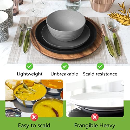 Teivio 32-Piece Plates and Bowls Sets for 8, Wheat Straw Dinnerware Sets