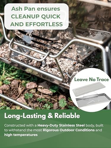 CAMPINGMOON Portable Fire Pit Grill Large 20 Inch Stainless Steel MT-3