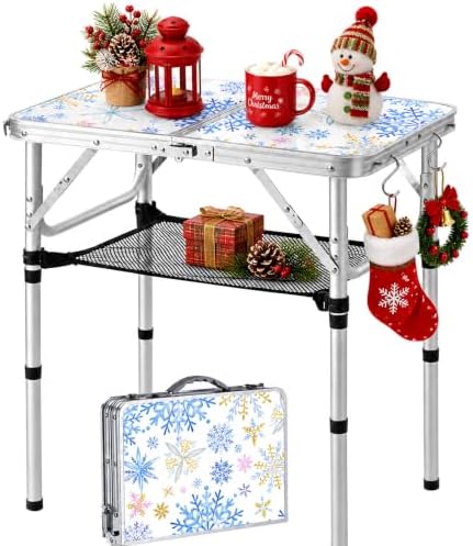 Small Folding Table 2 Foot, Lightweight Aluminum Portable Camping Table