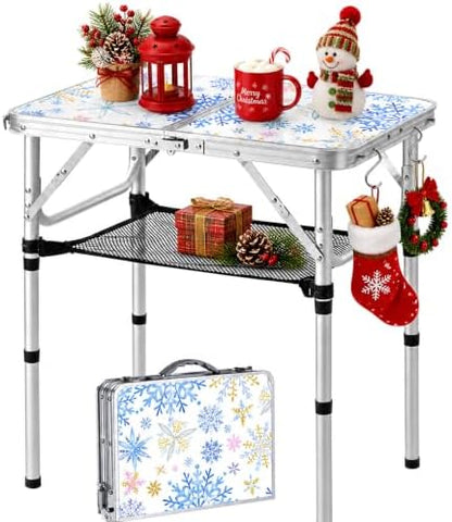 Small Folding Table 2 Foot, Lightweight Aluminum Portable Camping Table