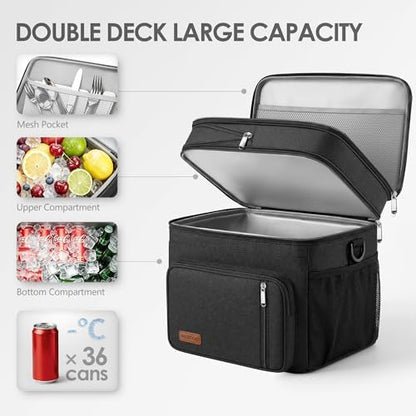 MIYCOO 36 Can Cooler Bag, Expandable Double Deck Lunch Bag for Men Women