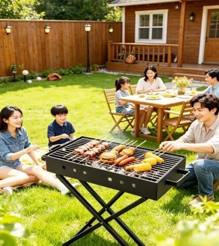 Portable Outdoor Charcoal Grill, 23.6" Camping Barbecue BBQ Grill