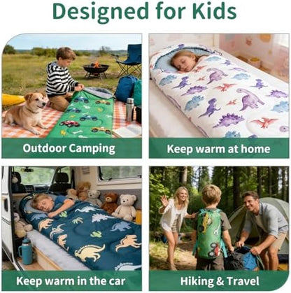 Kids Sleeping Bags - Camping Sleeping Bags with Carry Bag - Compact Sleeping Bag for Hiking, Backpacking 3 Season Warm & Cool Weather, Lightweight Waterproof Outdoor Travel for Boys Girls