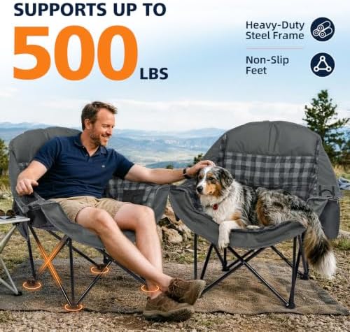 Oversized Camping Chair for Adults - Folding Lawn Camp Chair 2 Pack