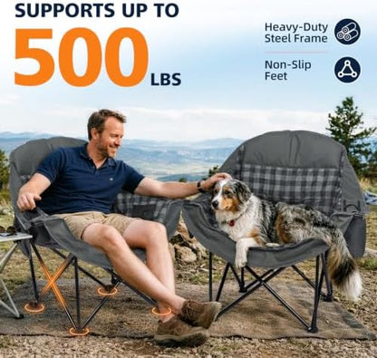 Oversized Camping Chair for Adults - Folding Lawn Camp Chair 2 Pack
