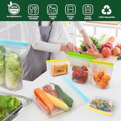 SPLF 12 Pack Reusable Gallon Freezer Bags Dishwasher Microwave Safe