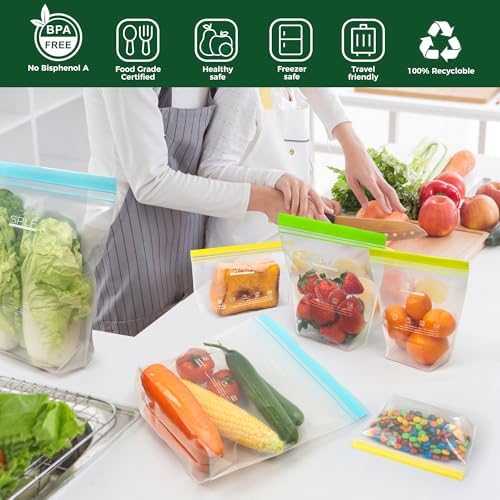 SPLF 20 Pack Reusable Sandwich Bags Dishwasher Microwave Safe