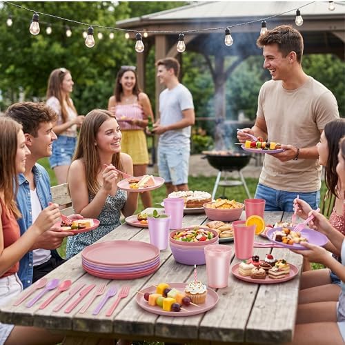 42 Piece Dinnerware Set for 6, Unbreakable Plates and Bowls Sets