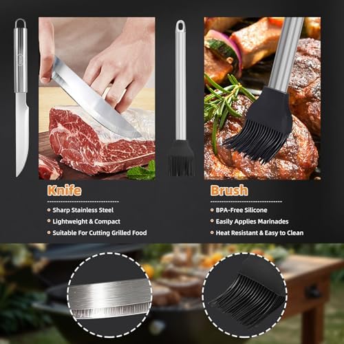BBQ Grilling Accessories 15Pcs Grill Utensils Set Great Gift for Men