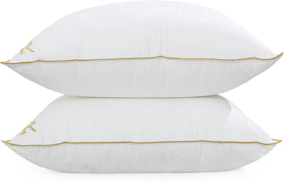 Royal Therapy Pillows Queen Size Set of 2 - Pillows, Side Sleeper Pillow - Adjustable Alternative Down Pillow, Bed Pillows, Sophisticated Design & Gold Piping