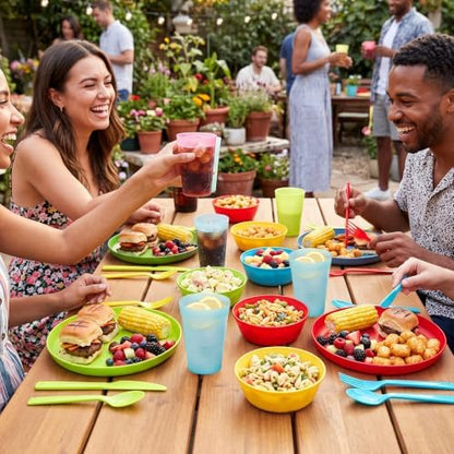 56 Piece Dinnerware Set for 8, Lightweight Unbreakable Plates Bowls