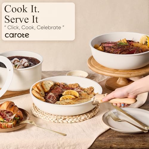 CAROTE 26pcs Pots and Pans Set Non Stick, Cookware Set Detachable Handle