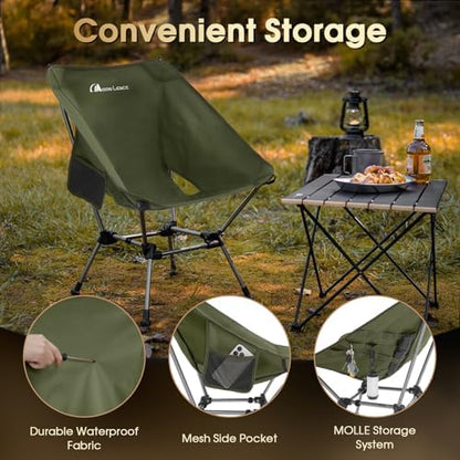 MOON LENCE Portable Camping Chair Plus, Larger & Roomier, Compact and Lightweight, Folding Chair for Backpacking Hiking Beach, Ultralight Camp Chair 330Lbs Capacity