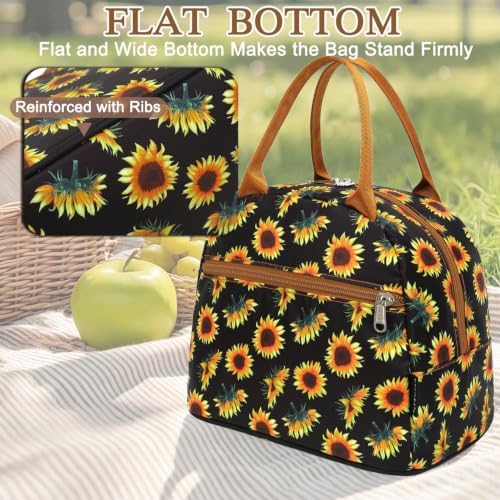 FlowFly Insulated Lunch Cooler Bag - Tote Bag Organizer for Women/Men, SunFlower